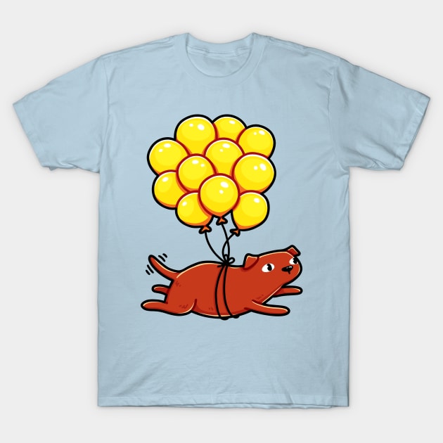 Chocolate Labrador Flying With Balloons T-Shirt by LydiaLyd